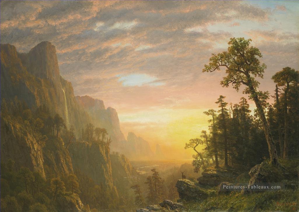 YOSEMITE VALLEY Albert Bierstadt paysagère cerf de montagne Peintures à l'huile